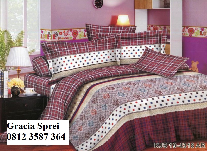 <p>Sprei Disperse Minimalis dengan warna merah mot